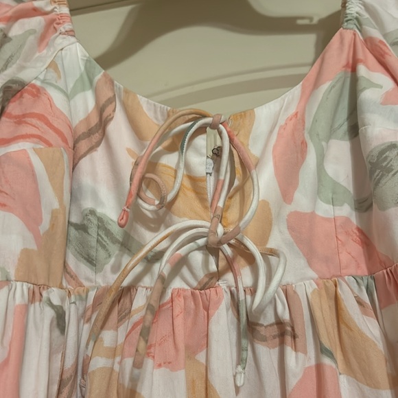 Abercrombie & Fitch Keyhole Babydoll Mini Dress XS Floral Print Puff Sleeves - Picture 4 of 12